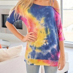 SHORT SLEEVE TIE DYE KNIT TOP
